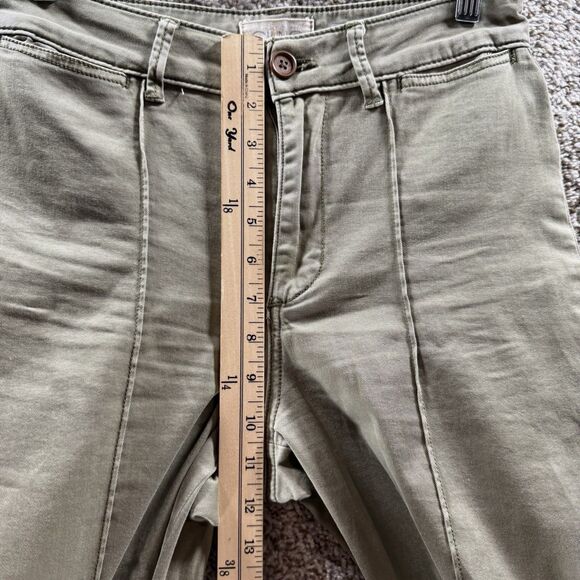 Anthropologie Chino Pants Women Size 0 Green Military Style Wide Leg Cotton Prep - Picture 3 of 11